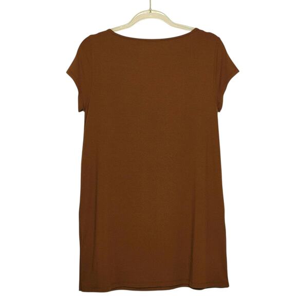 Eileen Fisher T Shirt Dress Short Sleeve Mini Brown Relaxed Fit Minimalist Small - Picture 5 of 10